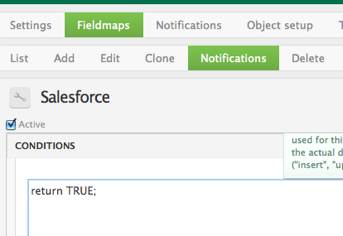 conditions field for sf notifications